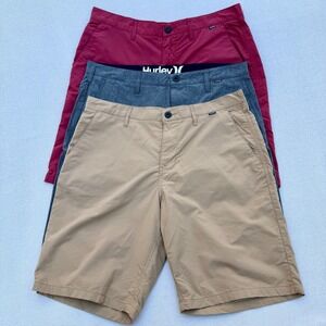 Hurley Mens Phantom Nike Dri-FIT Walk Shorts Bundle 3 Pair Khaki Grey Red 34